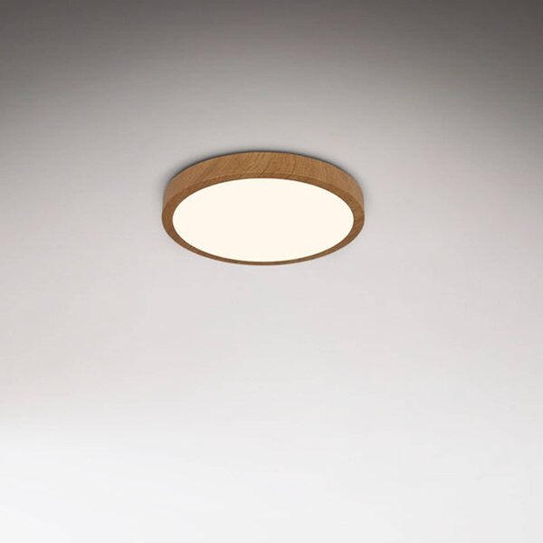 Briloner LED mennyezeti lámpa Runa Wood wood look 3,000 K Ø28cm, Sötét fa, Nappali / Étkező, fém