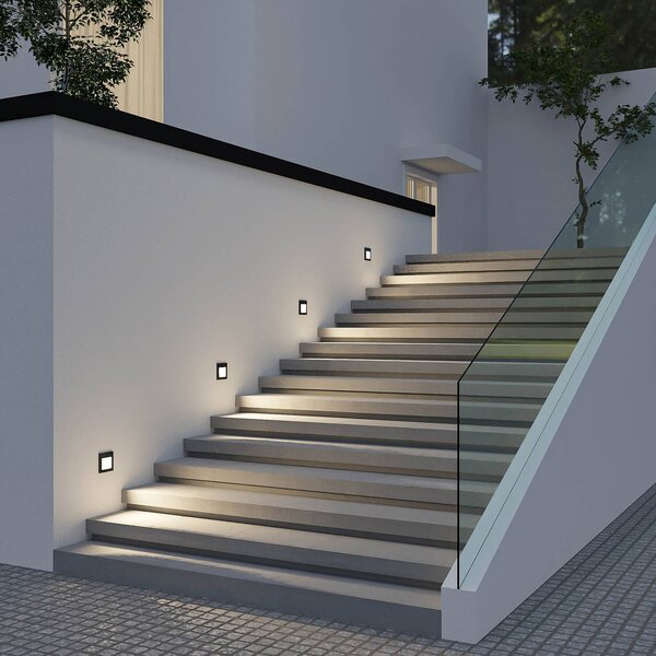 Arcchio LED fali süllyesztett lámpa Zamo, fekete, 11 cm, IP65, dimmelhető, Fekete, Folyosó, Alumínium, Modern