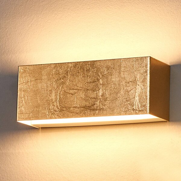 Lindby Quentin LED-es fali lámpa, 23cm széles, arany színű, fém, Sárgaréz / arany, Folyosó, fém, Modern