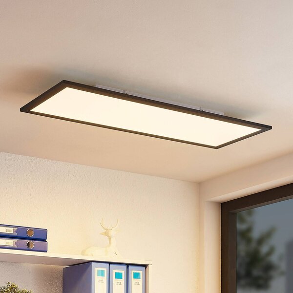 Lindby LED panel Nelios, 80 x 30 cm, 4,000K, fekete, fém, Fekete, Konyha, Alumínium, Modern