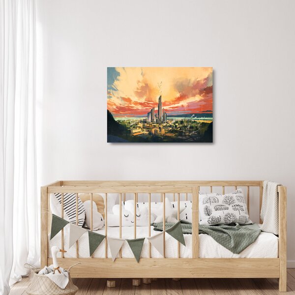 Üveg kép - Festett város (70x50 cm)