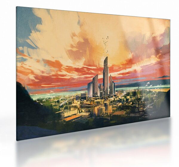 Üveg kép - Festett város (70x50 cm)