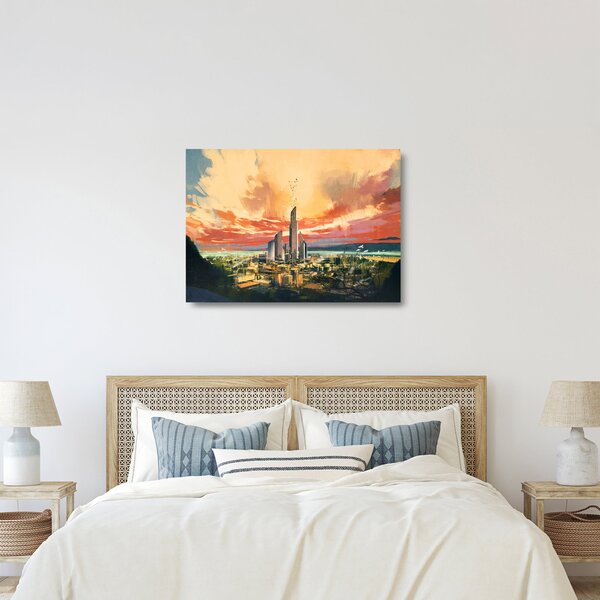 Üveg kép - Festett város (70x50 cm)