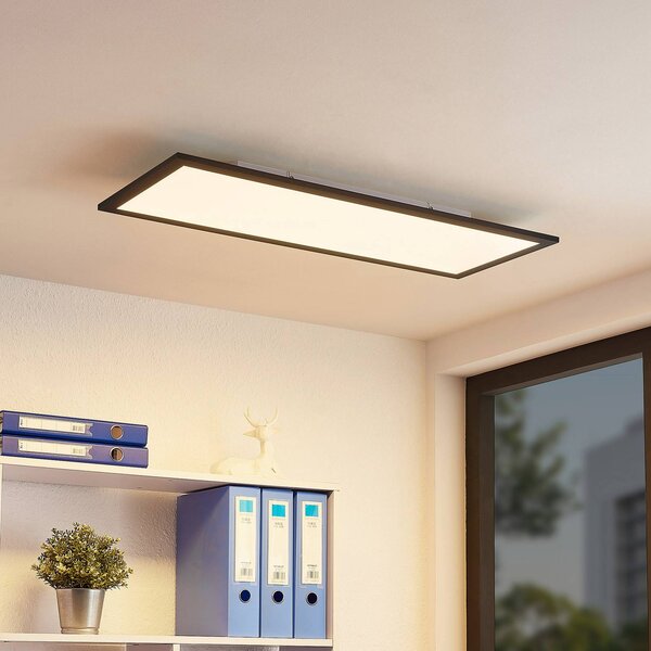 Lindby LED panel Nelios, 80 x 30 cm, 4,000K, fekete, fém, Fekete, Konyha, Alumínium, Modern