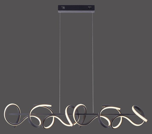 JUST LIGHT. GmbH Curls LED-es függőlámpa, fekete, fém, 99 cm hosszú, dimmelhető, dimmelhető, Fekete, Nappali / Étkező, fém, Modern