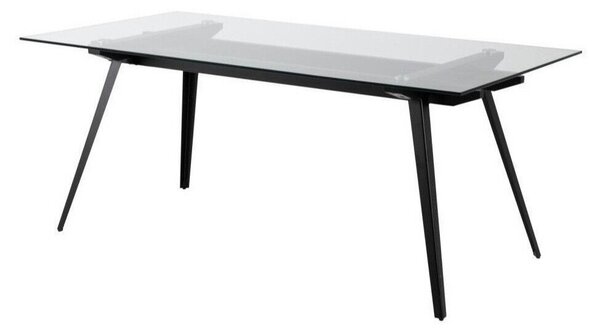 Asztal Oakland 156, Fekete, 75x90x180cm, Edzett üveg, Fém