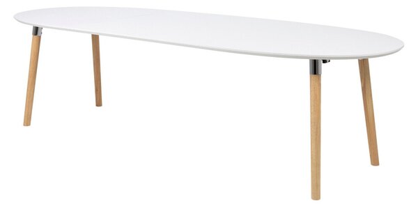 Asztal Oakland 136, Fényes fa, Fehér, 74x100x170cm, Hosszabbíthatóság, Közepes sűrűségű farostlemez, Váz anyaga
