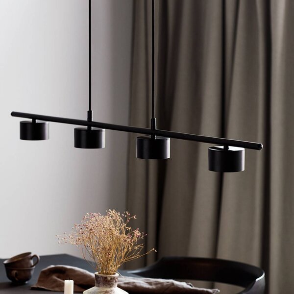 Nordlux Clyde LED függőlámpa, négy izzós, egyenes, dimmelhető, Fekete, Nappali / Étkező, fém, Modern
