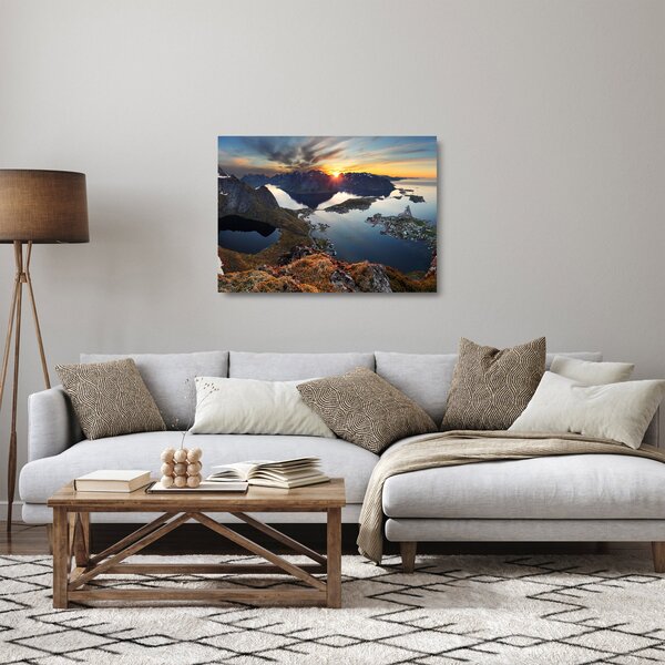 Üveg kép - Hegyi táj, Norvégia (70x50 cm)