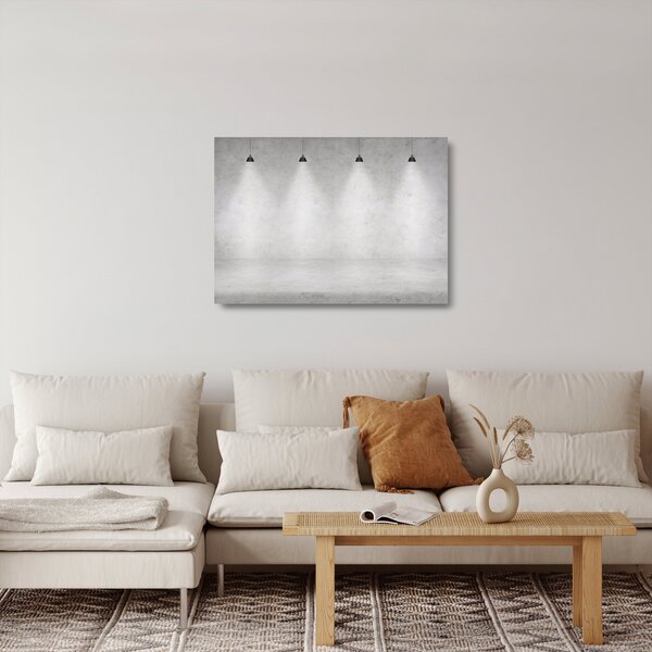 Üveg kép - Betonfal fényekkel (70x50 cm)