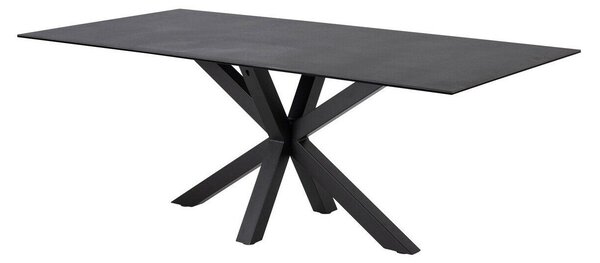 Asztal Oakland 505, Fekete, Szürke, 75.5x100x200cm, Kerámia, Edzett üveg, Fém