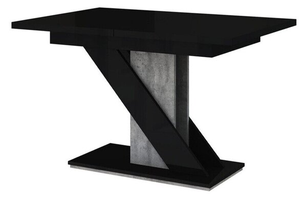 Asztal Goodyear 105, Fényes fekete, Beton, 76x80x120cm, Hosszabbíthatóság, Laminált forgácslap