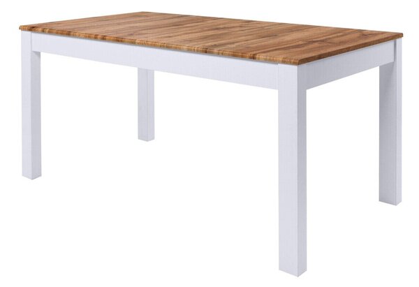 Asztal Boston AS135 Wotan tölgy, Fehér, 76x90x160cm, Hosszabbíthatóság, Fa, Közepes sűrűségű farostlemez