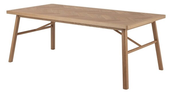Asztal Oakland 587, Tölgy, 75x100x200cm, Közepes sűrűségű farostlemez, Természetes fa furnér, Váz anyaga