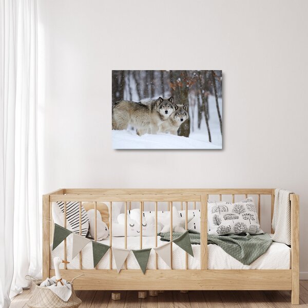 Üveg kép - Farkasok télen (70x50 cm)