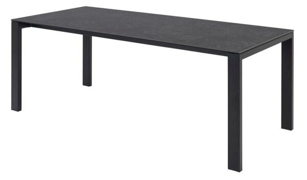 Asztal Oakland 788, Matt fekete, Fekete, 75x90x200cm, Kerámia, Üveg, Fém