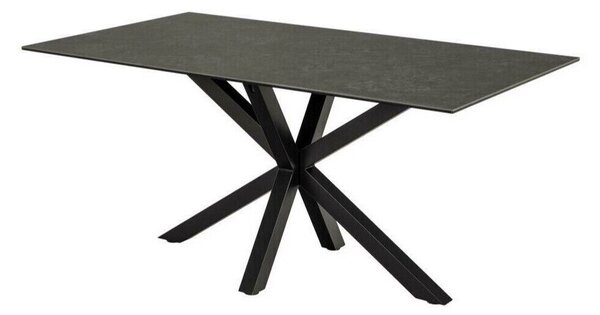 Asztal Oakland 582, Fekete, 75.5x90x160cm, Edzett üveg, Kerámia, Fém