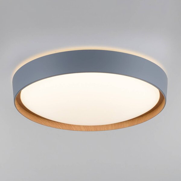 Q-Smart-Home Paul Neuhaus Q-EMILIA LED mennyezeti világítás, szürke/fa, dimmelhető, Alu / szürke / cink, Nappali / Étkező, fém