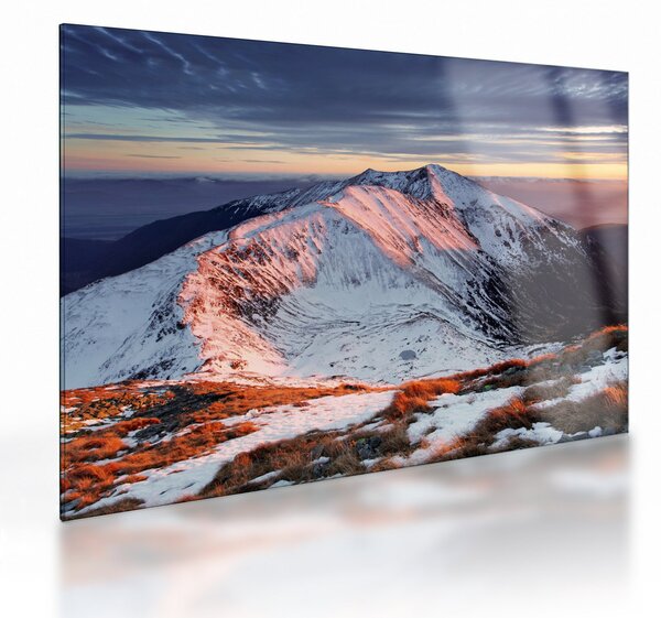 Üveg kép - Téli hegyi panoráma II. (70x50 cm)