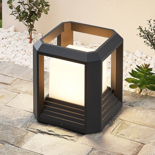 Lucande LED állólámpa Serenella, antracit, fém, 27cm, Fekete, Alumínium, Modern