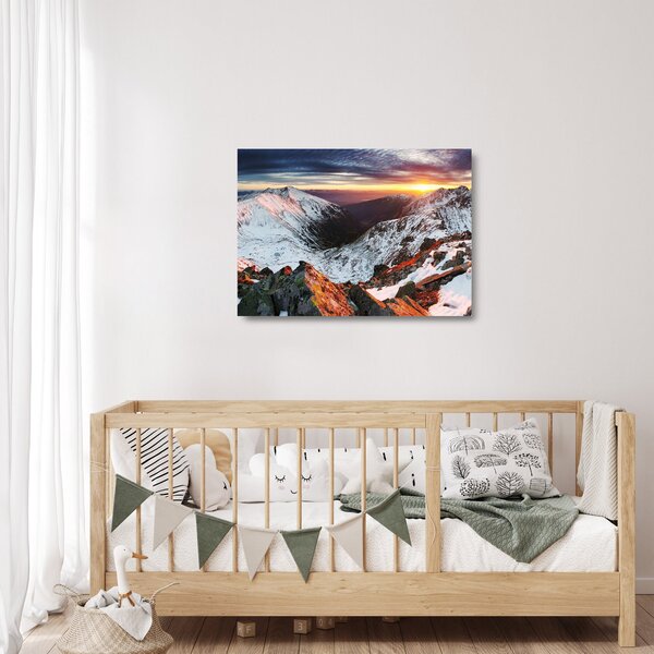 Üveg kép - Téli hegyi panoráma (70x50 cm)