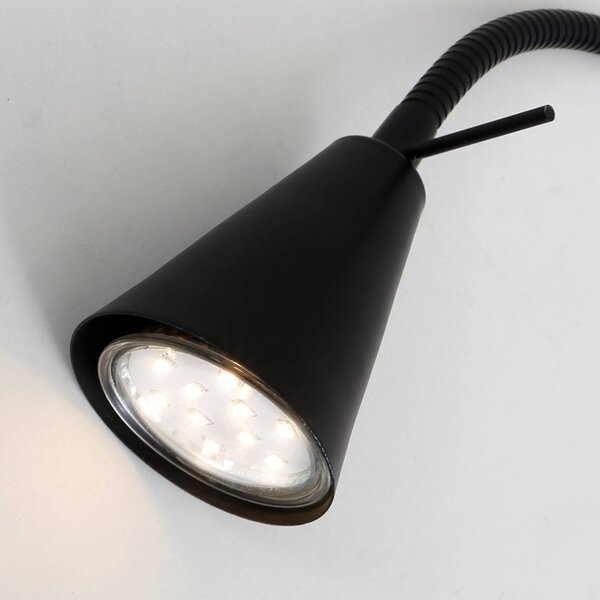 Briloner LED fali világítás Tusa, fekete, fém, 45 cm, hajlított kar, Fekete, Hálószoba, fém, Modern