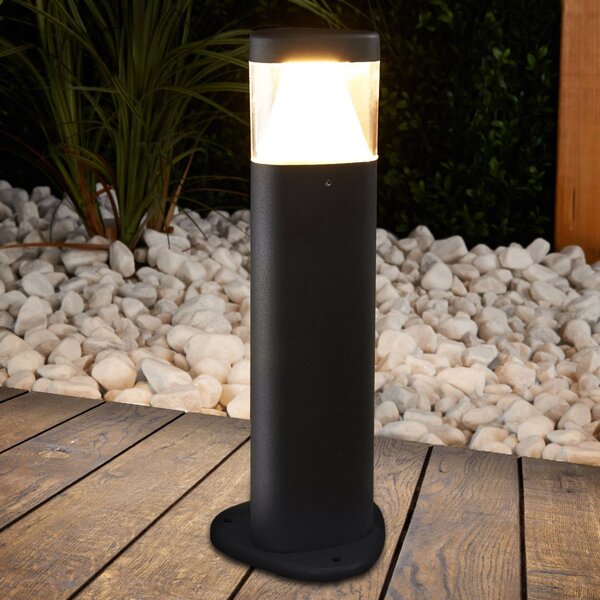 Lucande LED állólámpa Milou, magasság 30 cm, antracit, alumínium, Fekete, Alumínium, Modern
