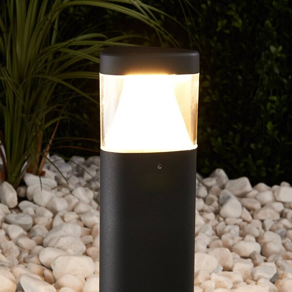 Lucande LED állólámpa Milou, magasság 30 cm, antracit, alumínium, Fekete, Alumínium, Modern