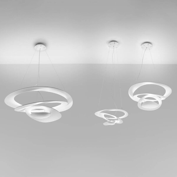 Artemide Pirce lógó világítás, 67x69 cm, fehér, dimmelhető, Fehér / opál, Nappali / Étkező, Alumínium, Dizájn