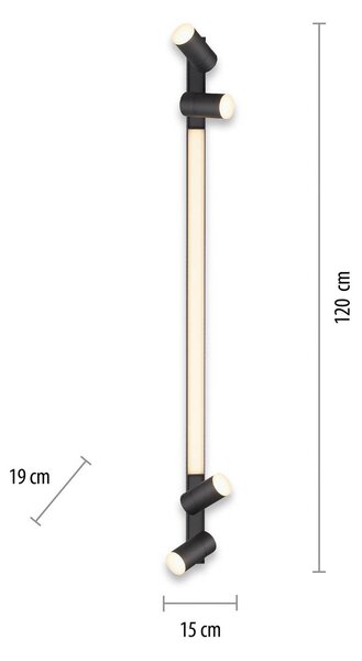 PURE LED mennyezeti lámpa Lines, 120 cm, antracit, távirányítóval, dimmelhető, Alu / szürke / cink, Nappali / Étkező, fém, Modern
