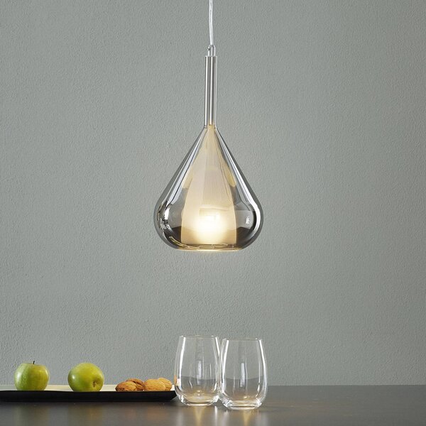 Fabas Luce Függőlámpa lila, füstszürke, 1-lámpás, üveg, dimmelhető, Alu / szürke / cink, Nappali / Étkező, Üveg, Modern