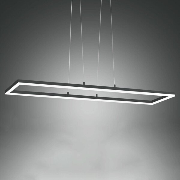 Fabas Luce LED függő lámpa Bard, 92x32 cm, antracit, dimmelhető, Fekete, Nappali / Étkező, fém, Modern