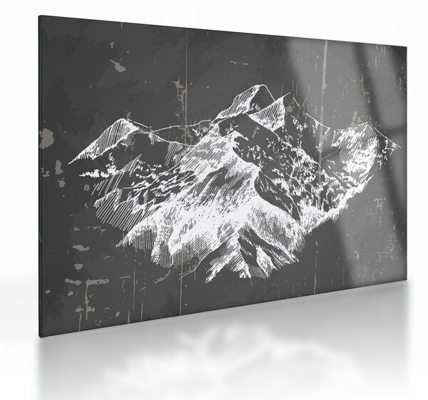 Üveg kép - Hegyek illusztrációja (70x50 cm)
