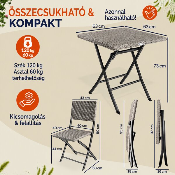 Deuba Rattan balkonkészlet - krém