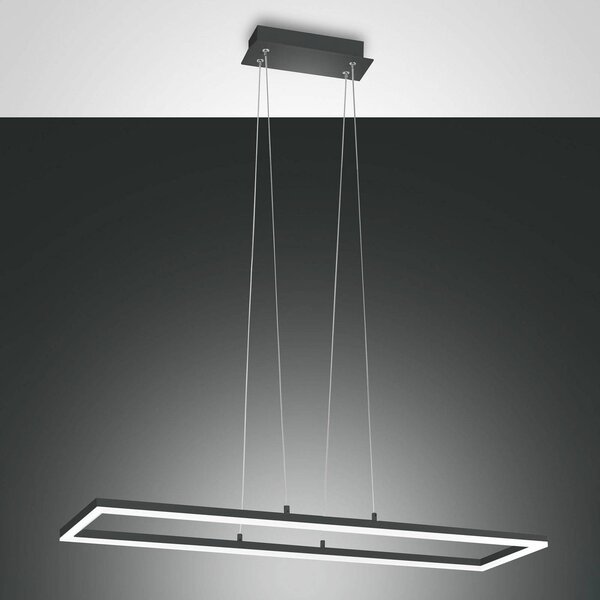 Fabas Luce LED függő lámpa Bard, 92x32 cm, antracit, dimmelhető, Fekete, Nappali / Étkező, fém, Modern