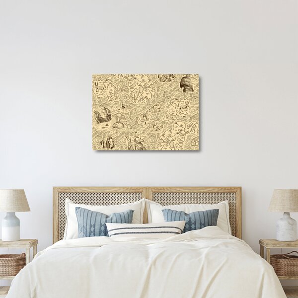 Üveg kép - Vintage térkép, illusztrációk (70x50 cm)