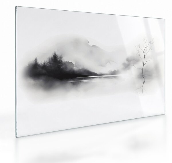 Üveg kép - Tintafestmény tájkép (70x50 cm)