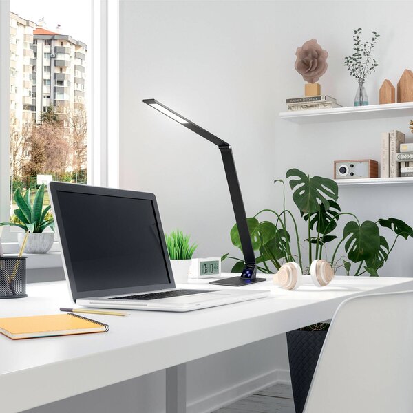 Fabas Luce LED lámpa Wasp, érintésszabályozóval, fekete, dimmelhető, Fekete, Dolgozószoba / Iroda, fém, Modern