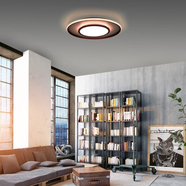 JUST LIGHT. GmbH LED mennyezeti lámpa Arenda Ø60cm, RGB/CCT, szab., dimmelhető, Fekete, Nappali / Étkező, Alumínium, Modern