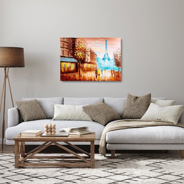 Üveg kép - Esős idő és az Eiffel-torony (70x50 cm)