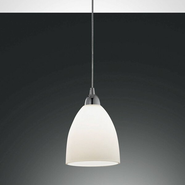 Fabas Luce Üveg függő lámpa PROVENZA 20 cm fehér, dimmelhető, Fehér / opál, Nappali / Étkező, Üveg, Modern