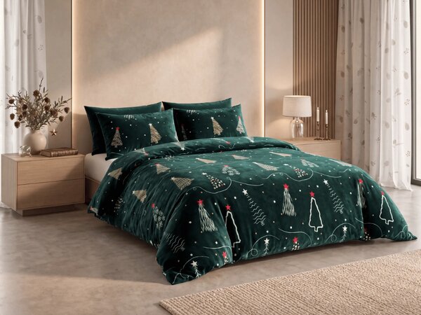 Mikroplüss ágyneműhuzat CHRISTMAS DRIFT zöld Ágyneműhuzat mérete: 2 db 70 x 90 cm | 200 x 220 cm