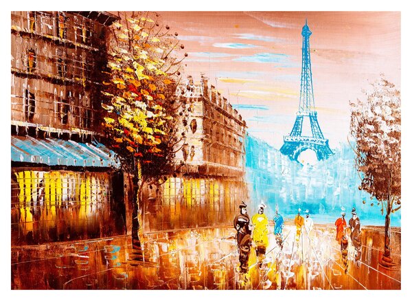 Üveg kép - Esős idő és az Eiffel-torony (70x50 cm)