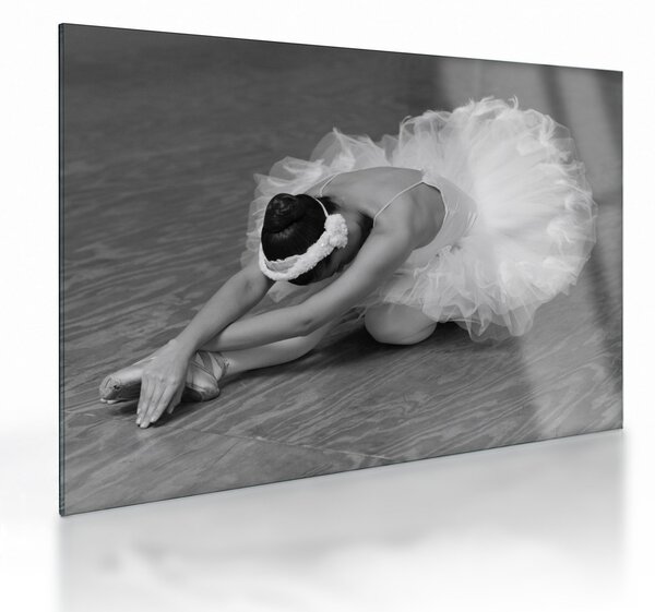 Üveg kép - Balerina, fekete-fehér (70x50 cm)