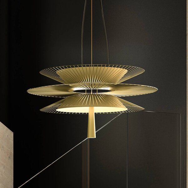 Forestier Gravity 2 függőlámpa Ø68cm krémszínű, Sárgaréz / arany, Konyha, fém, Dizájn