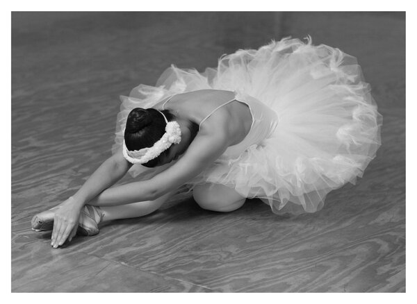 Üveg kép - Balerina, fekete-fehér (70x50 cm)
