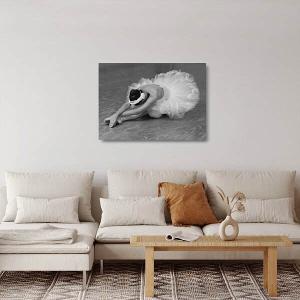 Üveg kép - Balerina, fekete-fehér (70x50 cm)