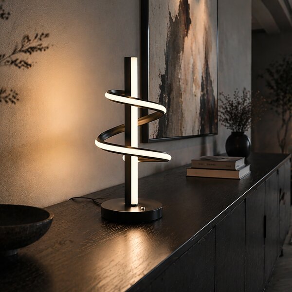 Design asztali lámpa fekete LED-del, 3 fokozatú kapcsolóval - Rolla