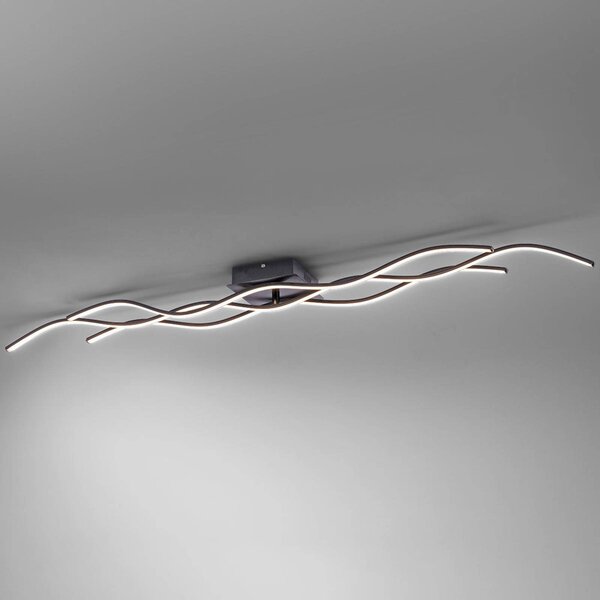 JUST LIGHT. GmbH LED mennyezeti lámpa Wave 3000 K 137,5x16cm fekete, Fekete, Nappali / Étkező, fém, Modern