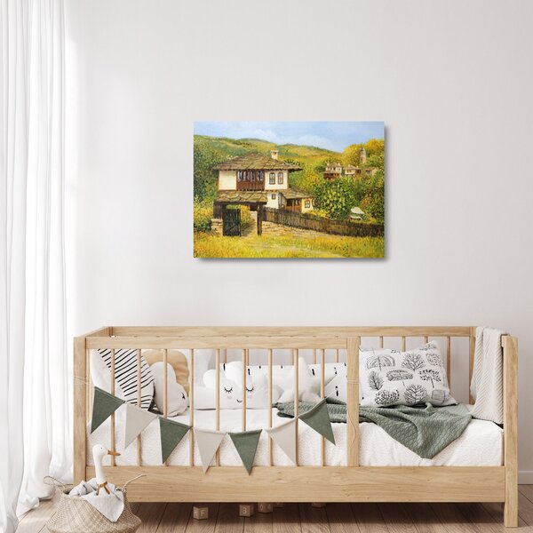 Üveg kép - Házak nyáron (70x50 cm)